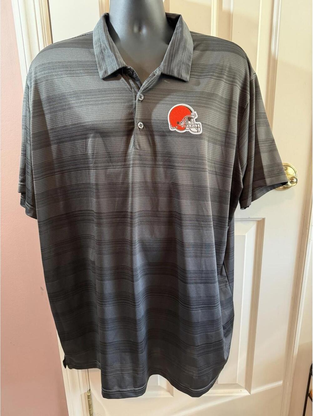 Antigua Cleveland Browns Golf Shirt Mens 2XL Gray Embroidered Polo